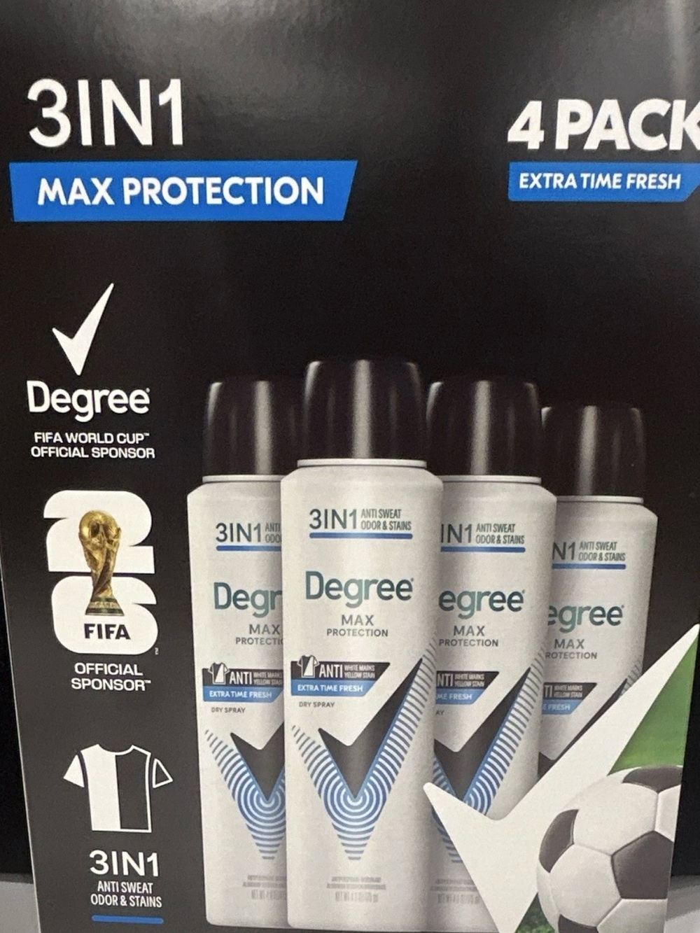 Degree Max Protection 3-in-1 Men’s Spray Deodorant - White (4 Pack) Extra Fresh